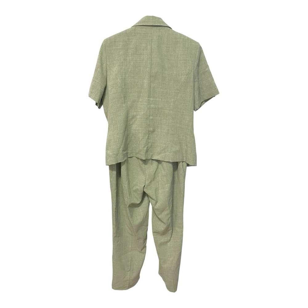 Sag Harbor 14W Green Pant Suit Short Sleeve Blazer Trousers Vintage Officecore - Picture 2 of 16
